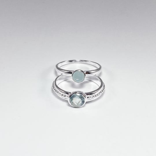 Double Ring Set - Aquamarine - Rocks and Gems Canada