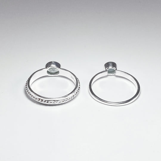 Double Ring Set - Aquamarine - Rocks and Gems Canada