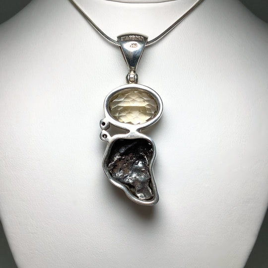 Sikhote-Alin Meteorite with Citrine and Cubic Zirconia Pendant - Rocks and Gems Canada