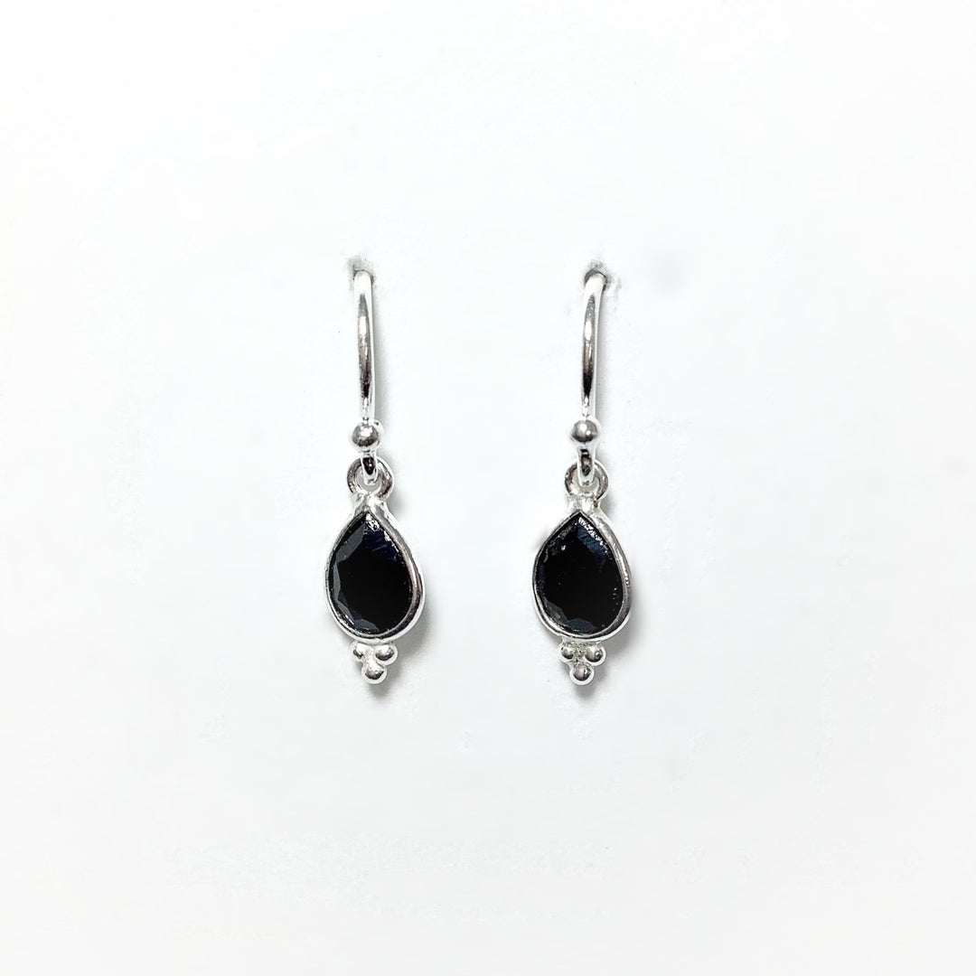 Faceted Black Onyx Dangle Earrings - Rocks and Gems Canada