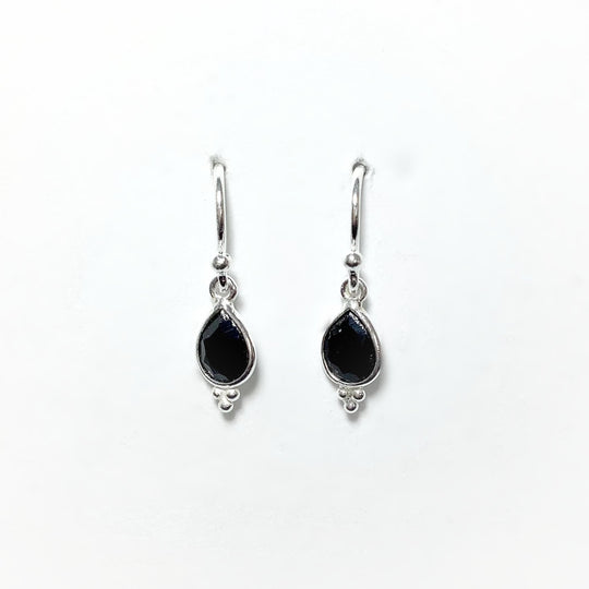 Faceted Black Onyx Dangle Earrings - Rocks and Gems Canada