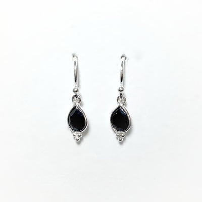 Faceted Black Onyx Dangle Earrings