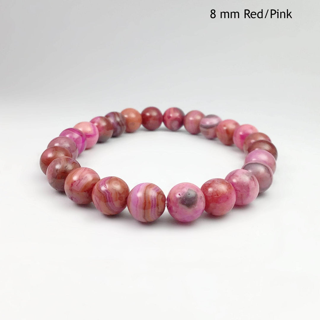 Pink Crazy Lace Agate Beaded Bracelet-Rocks and Gems Canada