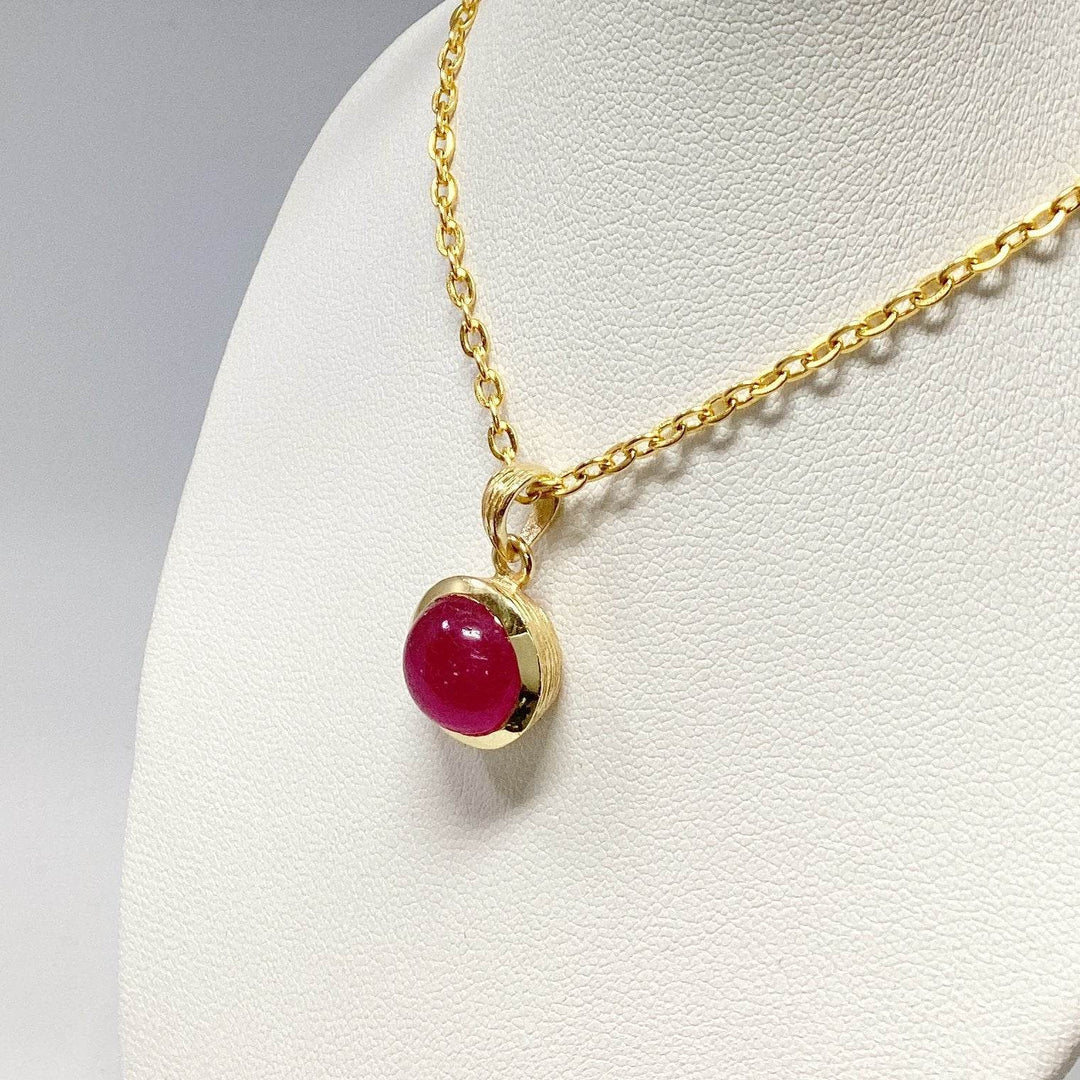 Pink Jade Gold Finish Pendant-Rocks and Gems Canada