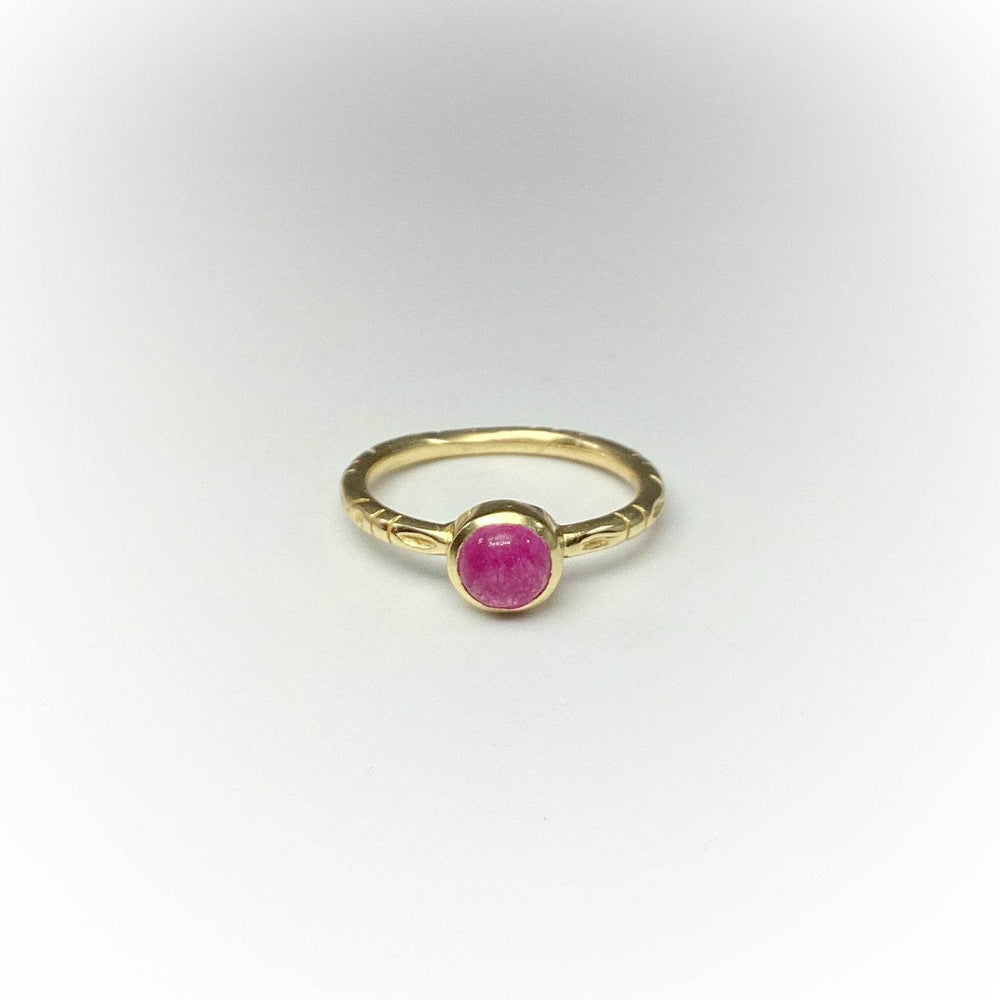 Pink Jade Gold Finish Ring-Rocks and Gems Canada