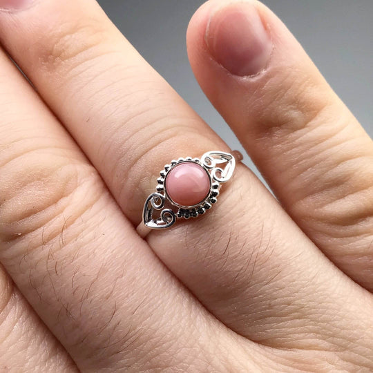 Pink Peruvian Opal Ring-Rocks and Gems Canada