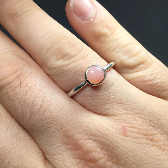 Pink Peruvian Opal Ring-Rocks and Gems Canada