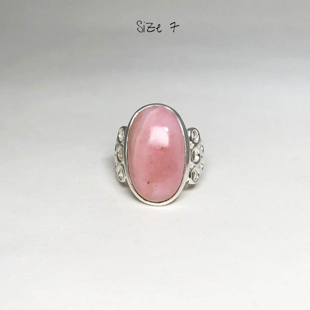 Pink Peruvian Opal Ring-Rocks and Gems Canada