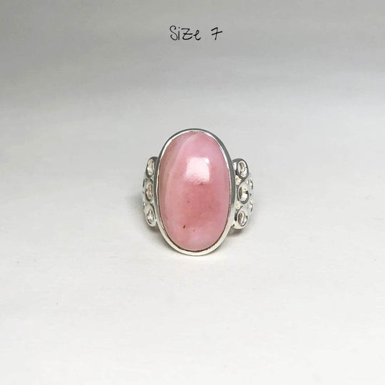 Pink Peruvian Opal Ring-Rocks and Gems Canada