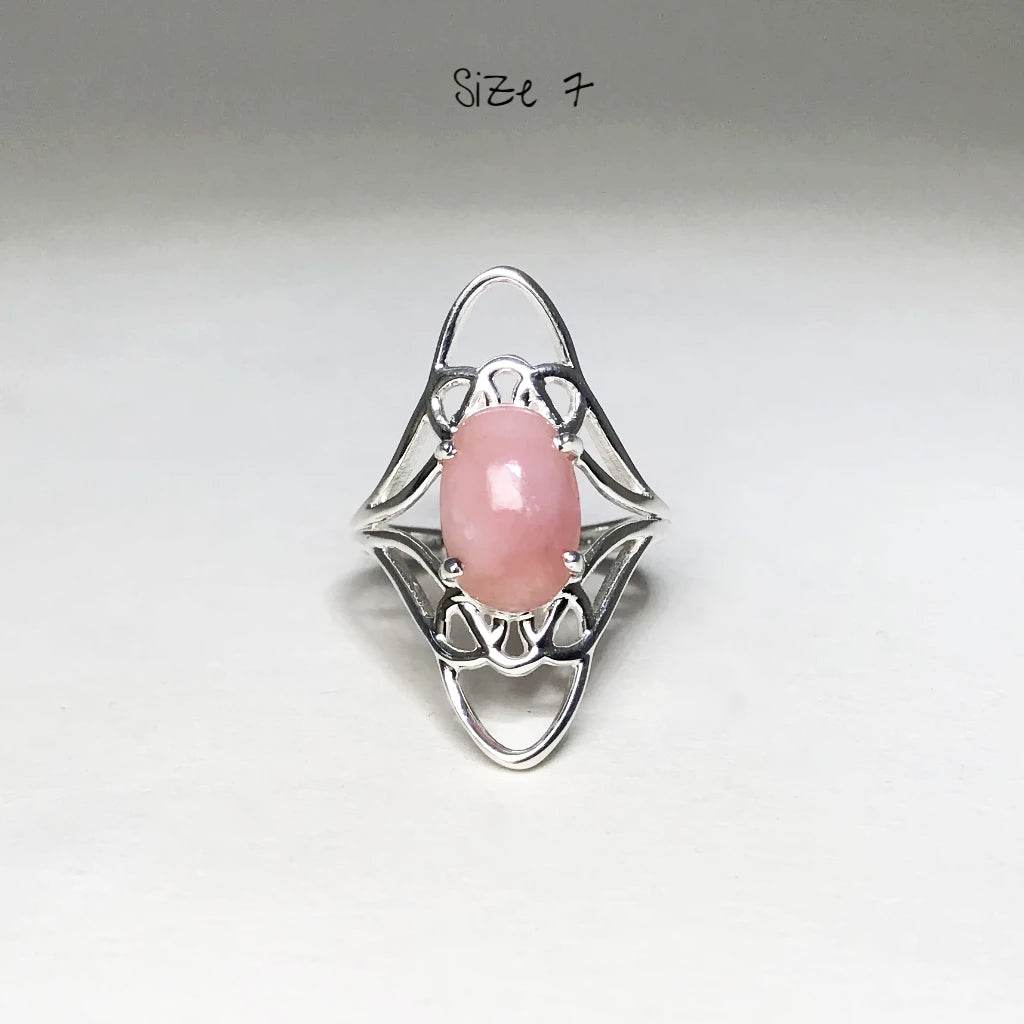 Pink Peruvian Opal Ring-Rocks and Gems Canada