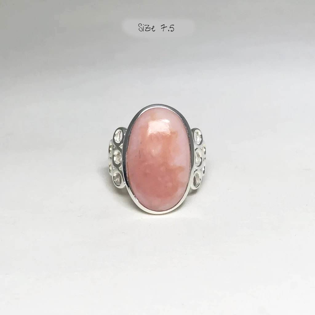 Pink Peruvian Opal Ring-Rocks and Gems Canada