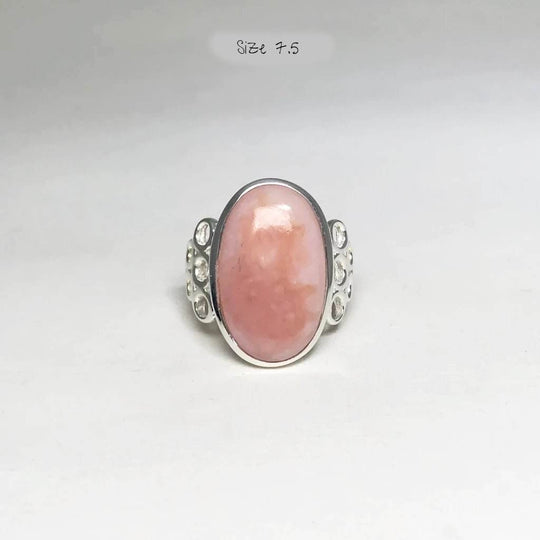 Pink Peruvian Opal Ring-Rocks and Gems Canada