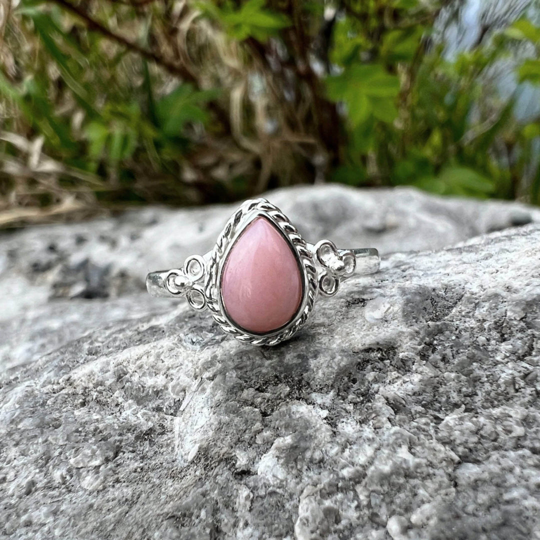 Pink Peruvian Opal Ring-Rocks and Gems Canada
