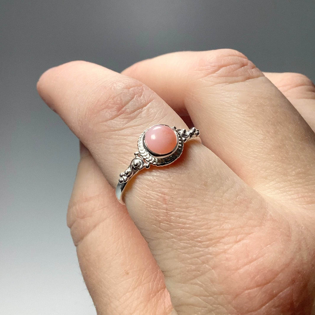 Pink Peruvian Opal Ring-Rocks and Gems Canada