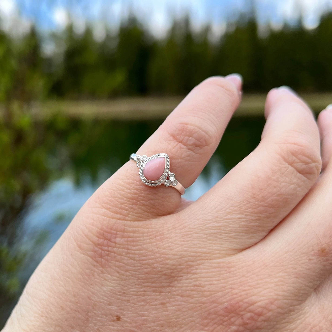 Pink Peruvian Opal Ring-Rocks and Gems Canada