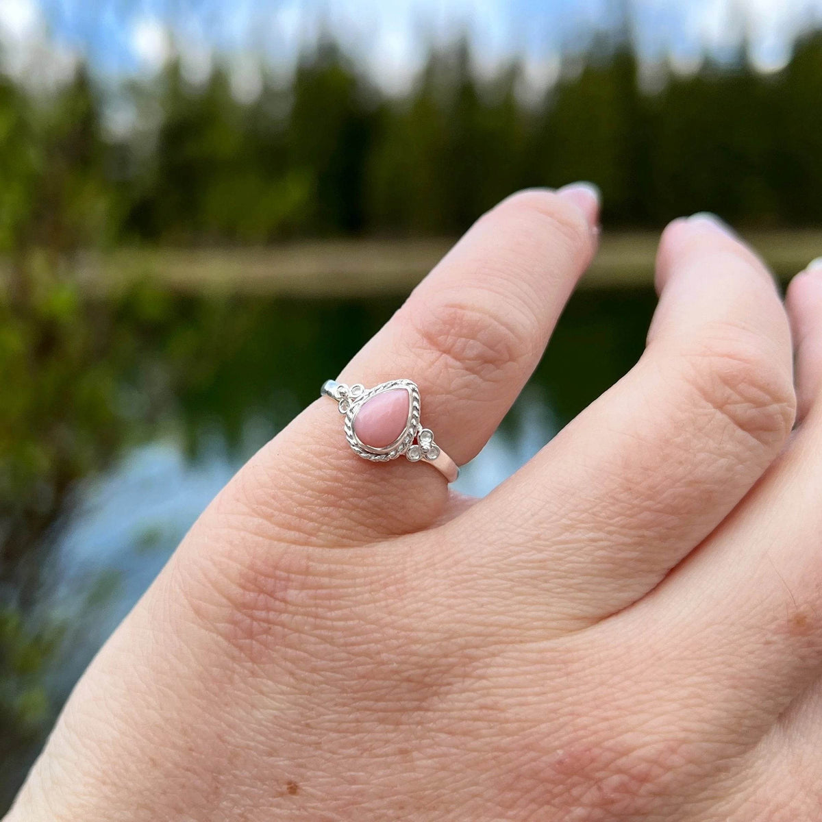 Pink Peruvian Opal Ring-Rocks and Gems Canada