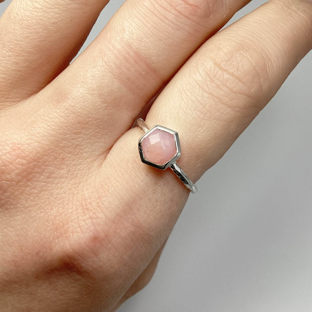 Pink Peruvian Opal Ring-Rocks and Gems Canada