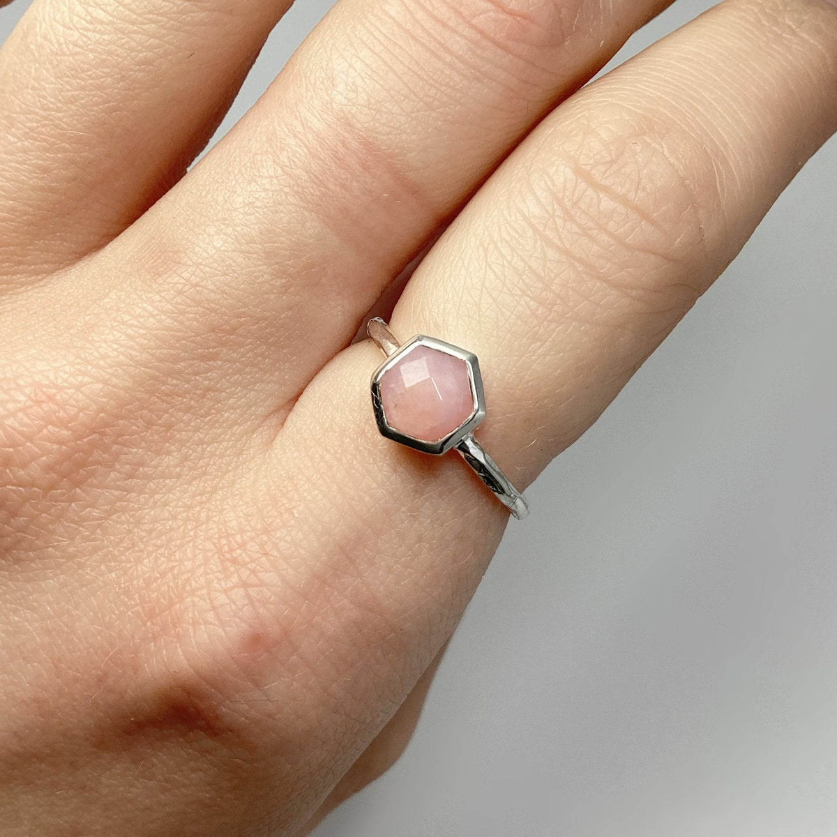 Pink Peruvian Opal Ring-Rocks and Gems Canada