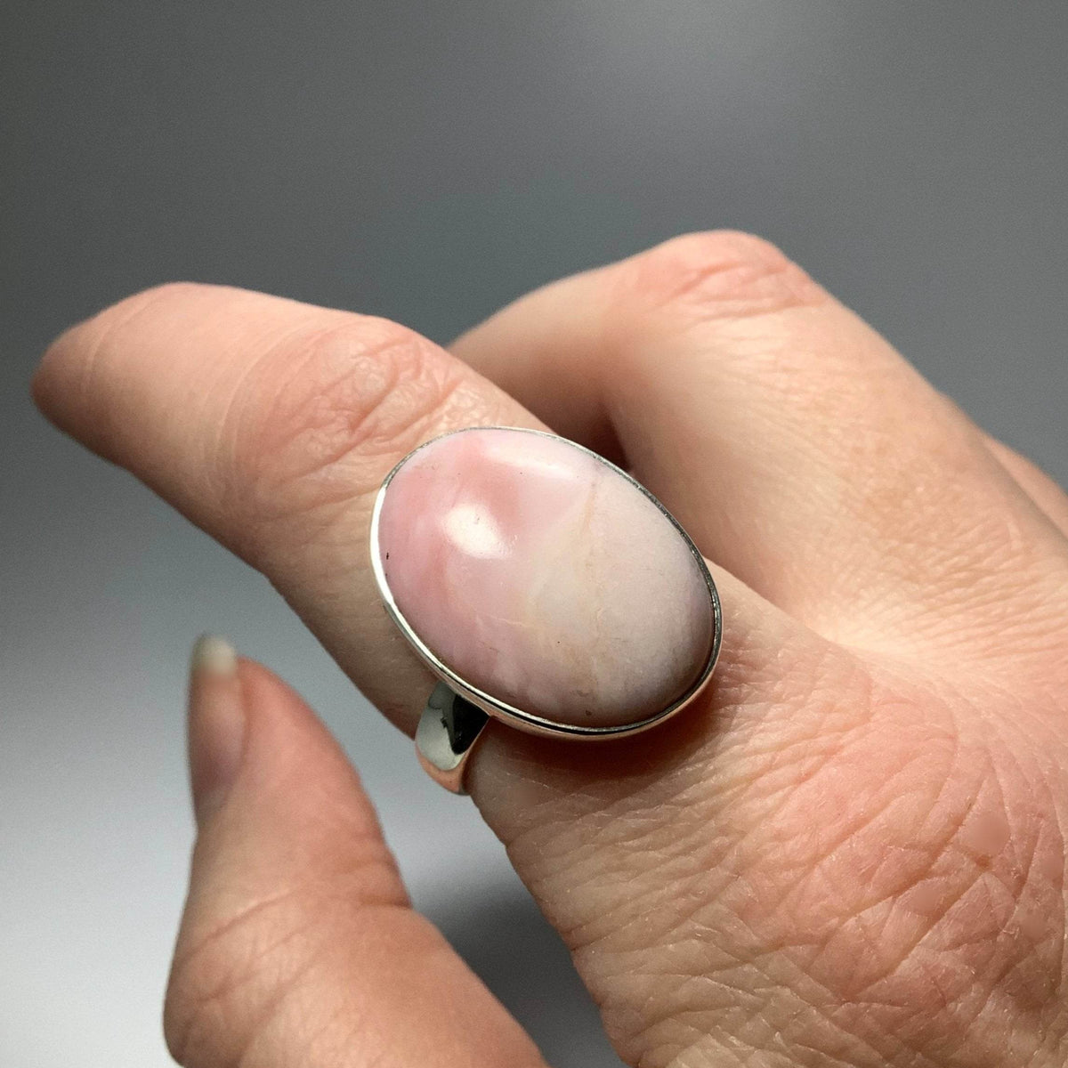 Pink Peruvian Opal Ring-Rocks and Gems Canada