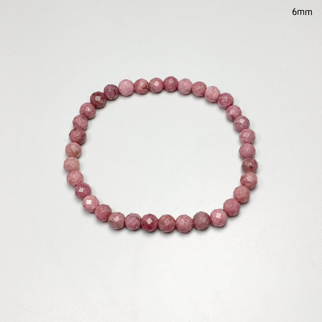 Pink Rhodonite Faceted Beaded Bracelet-Rocks and Gems Canada
