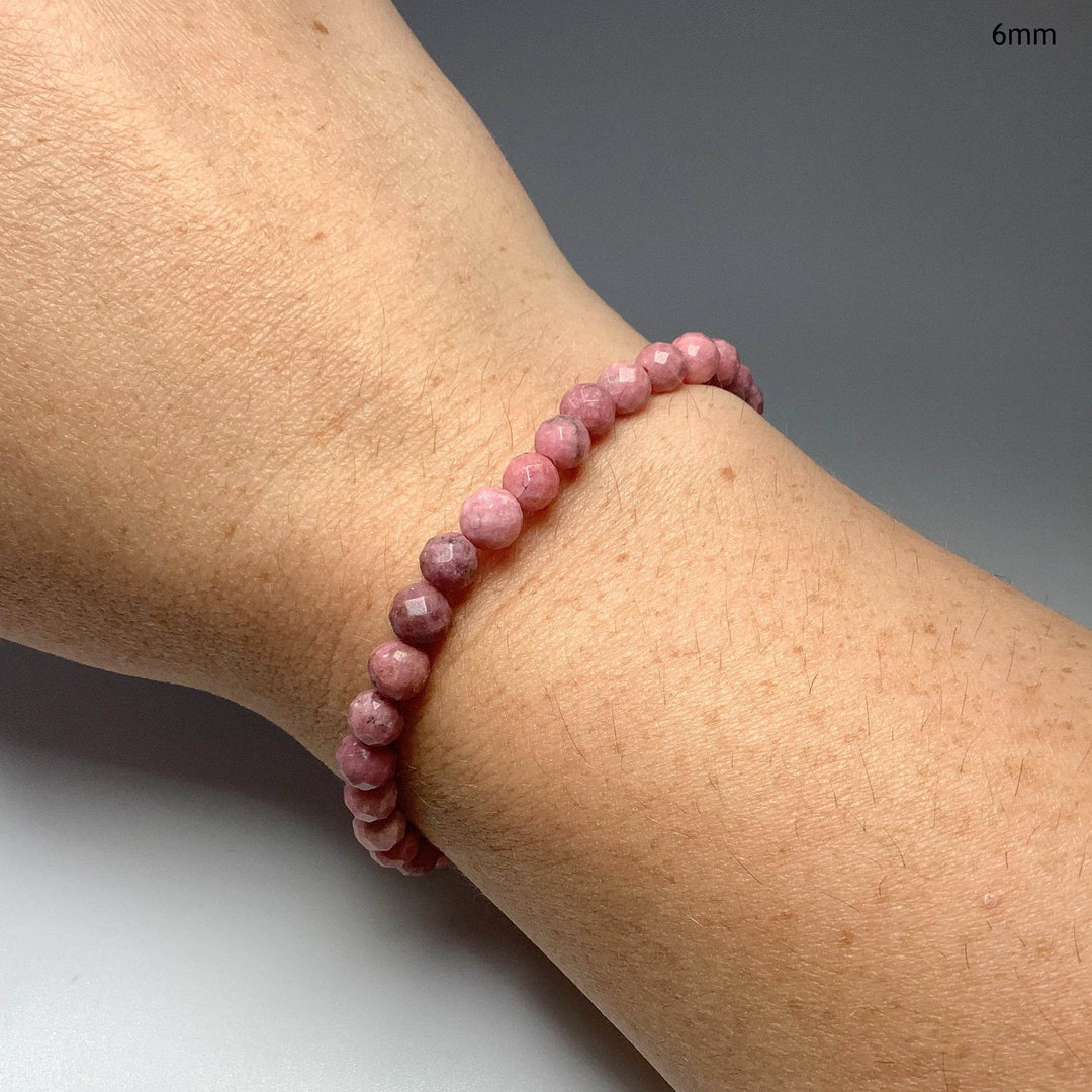 Pink Rhodonite Faceted Beaded Bracelet-Rocks and Gems Canada