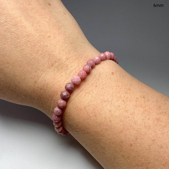 Pink Rhodonite Faceted Beaded Bracelet-Rocks and Gems Canada
