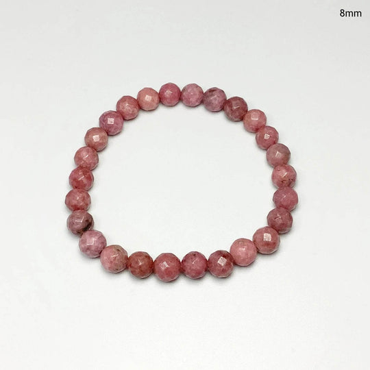 Pink Rhodonite Faceted Beaded Bracelet-Rocks and Gems Canada