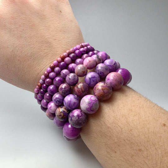 Purple Crazy Lace Agate Beaded Bracelet-Rocks and Gems Canada