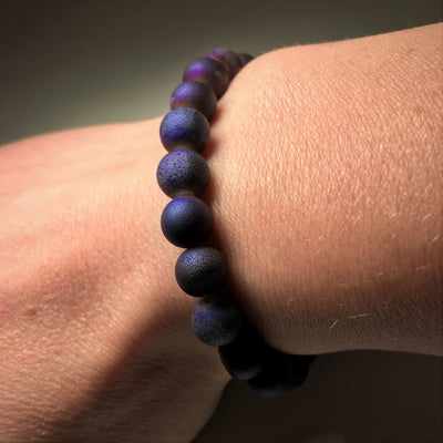 Druzy Matte Purple Beaded Bracelet