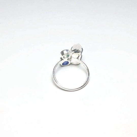 Quartz Point, Green Chalcedony and Blue Chalcedony Ring-Rocks and Gems Canada