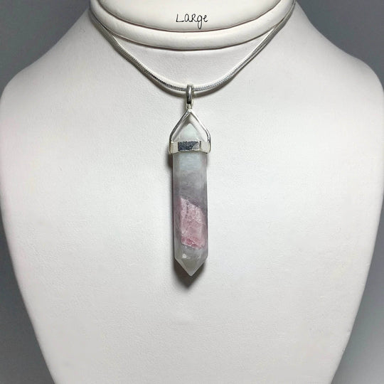 Quartz with Pink Tourmaline Double Terminated Point Pendant-Rocks and Gems Canada