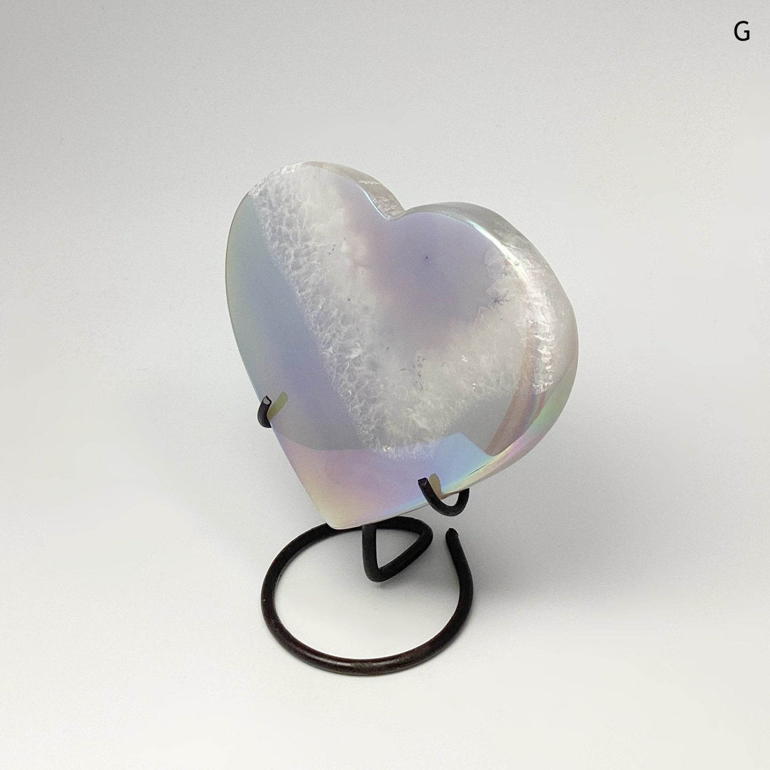 Rainbow Agate Heart on Stand-Rocks and Gems Canada
