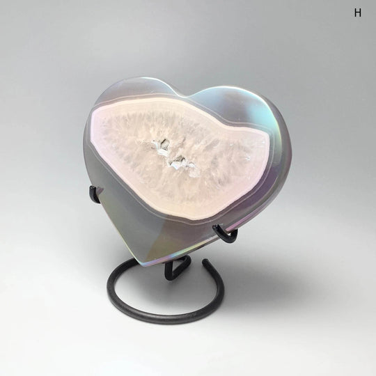 Rainbow Agate Heart on Stand-Rocks and Gems Canada