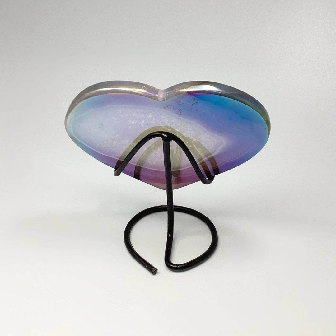 Rainbow Agate Heart on Stand-Rocks and Gems Canada