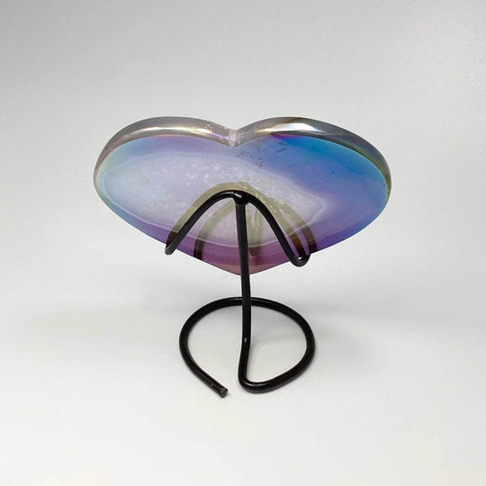 Rainbow Agate Heart on Stand-Rocks and Gems Canada
