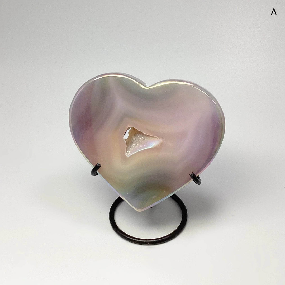 Rainbow Agate Heart on Stand-Rocks and Gems Canada