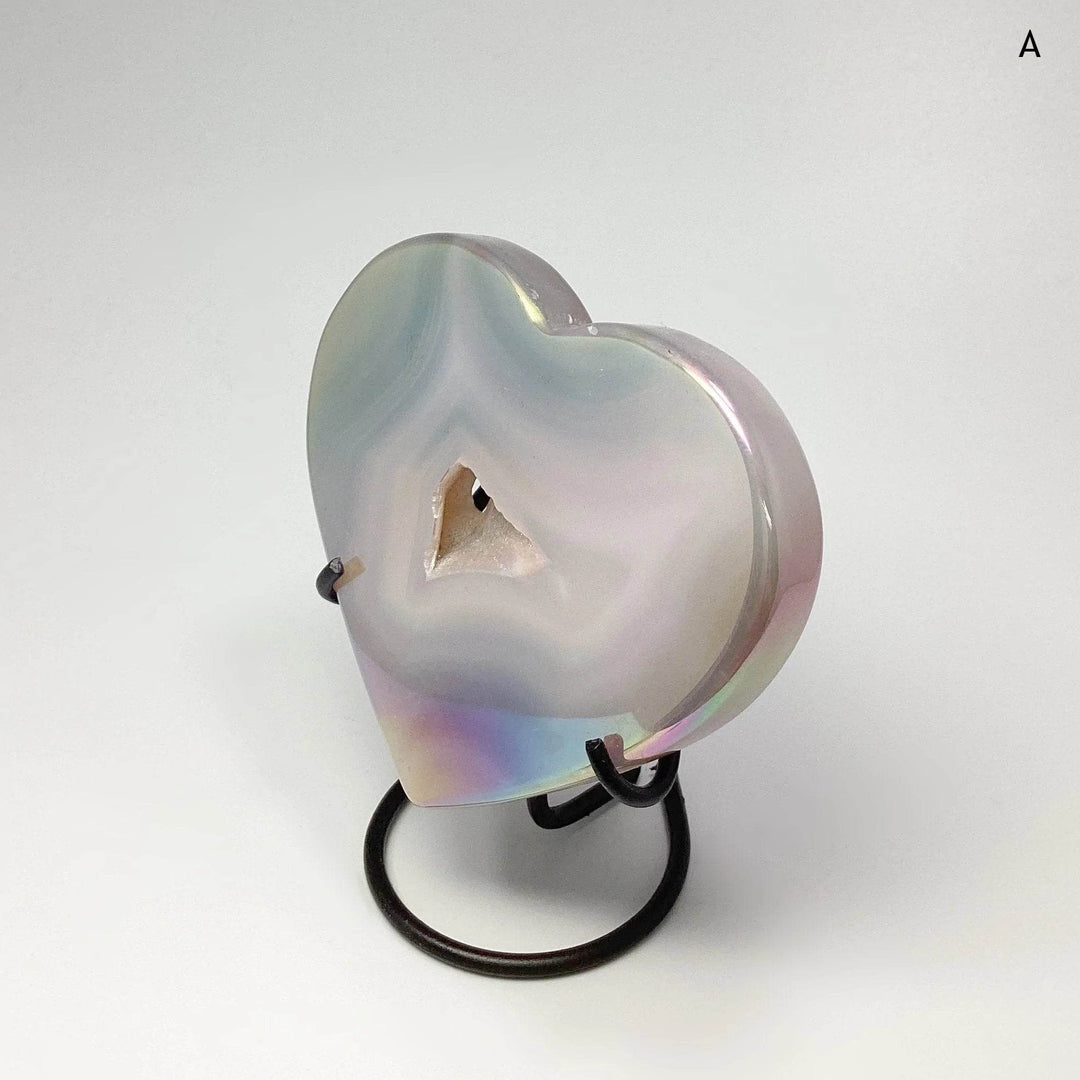 Rainbow Agate Heart on Stand-Rocks and Gems Canada