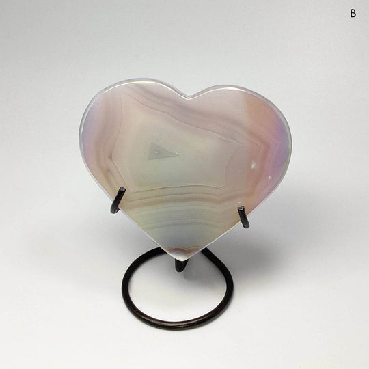 Rainbow Agate Heart on Stand-Rocks and Gems Canada