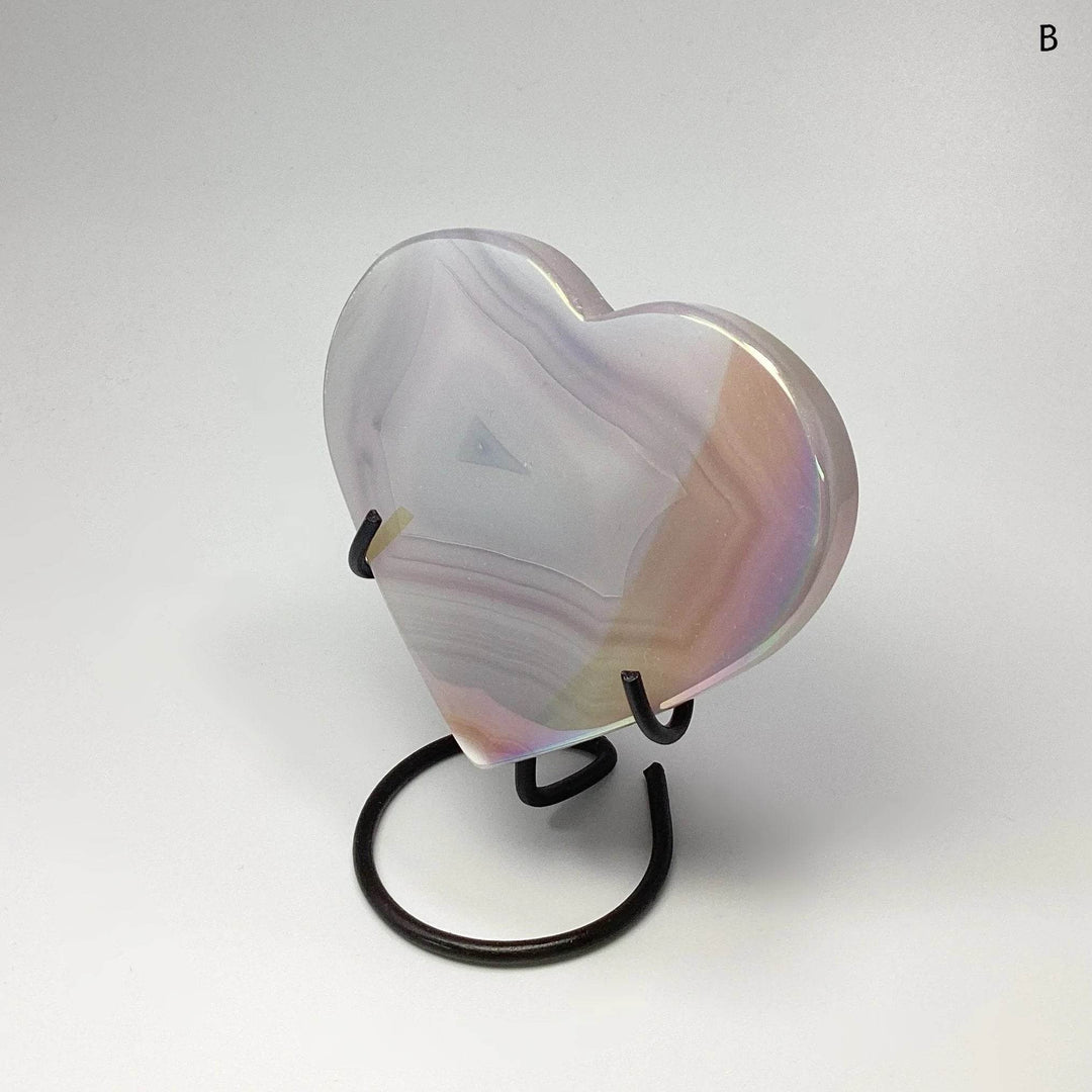 Rainbow Agate Heart on Stand-Rocks and Gems Canada