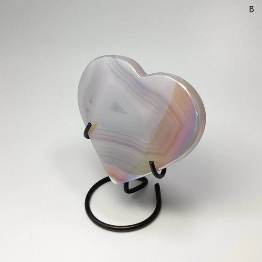 Rainbow Agate Heart on Stand-Rocks and Gems Canada