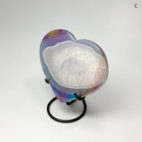 Rainbow Agate Heart on Stand-Rocks and Gems Canada