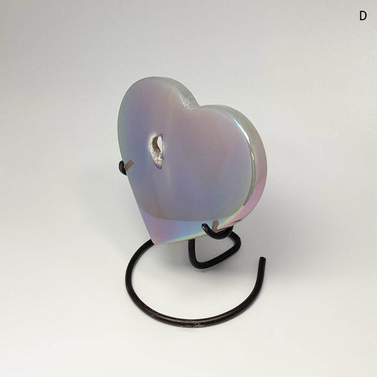 Rainbow Agate Heart on Stand-Rocks and Gems Canada