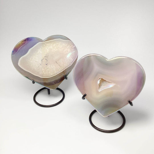 Rainbow Agate Heart on Stand-Rocks and Gems Canada