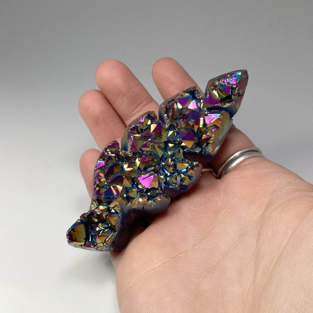 Rainbow Amethyst Druze Cluster Leaf Carving-Rocks and Gems Canada