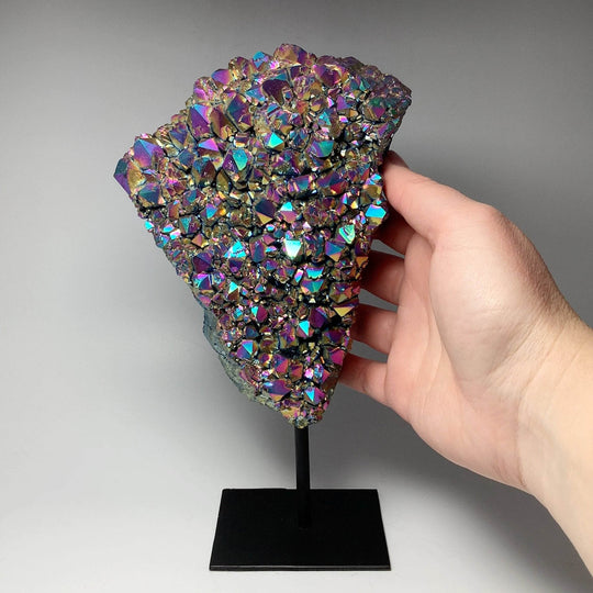 Rainbow Amethyst Druze Cluster On Stand-Rocks and Gems Canada