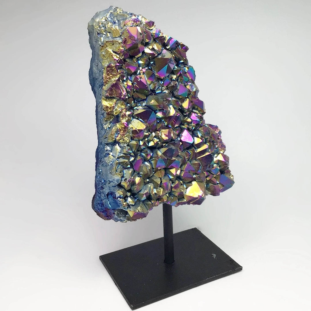 Rainbow Amethyst Druze Cluster On Stand-Rocks and Gems Canada