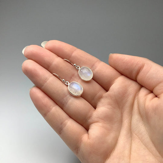 Rainbow Moonstone Dangle Earrings-Rocks and Gems Canada