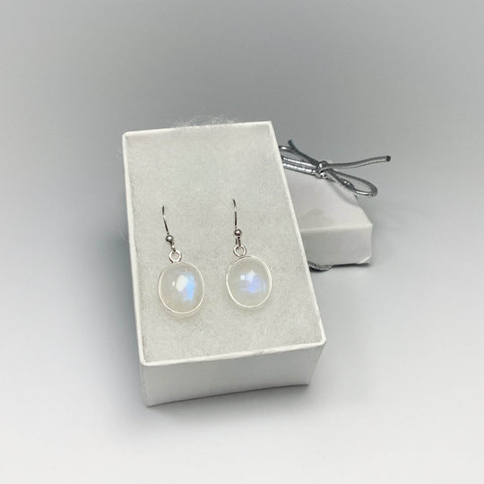 Rainbow Moonstone Dangle Earrings-Rocks and Gems Canada