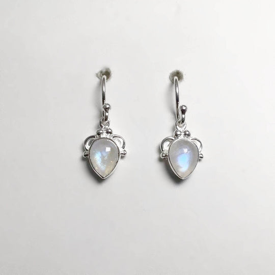 Rainbow Moonstone Dangle Earrings-Rocks and Gems Canada