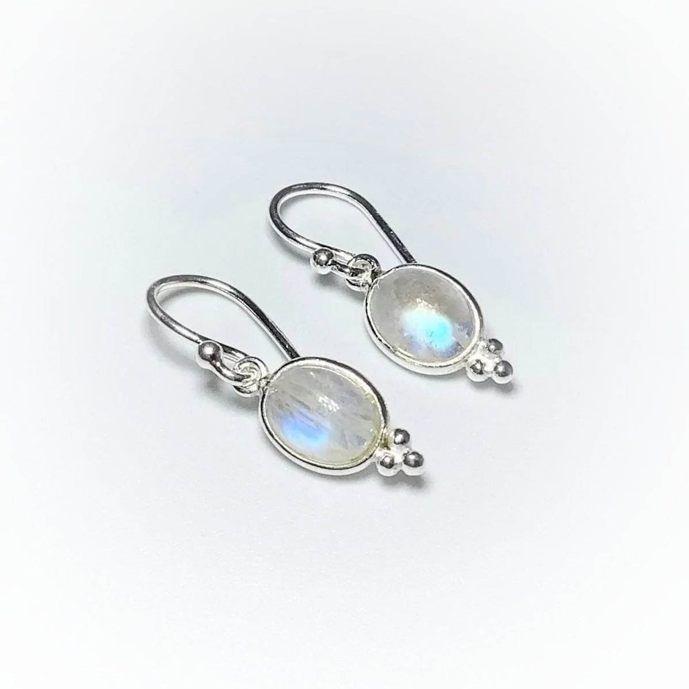 Rainbow Moonstone Dangle Earrings-Rocks and Gems Canada